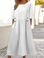 【S-3XL】Rochie de damă vintage din bumbac cu gâtul rotund