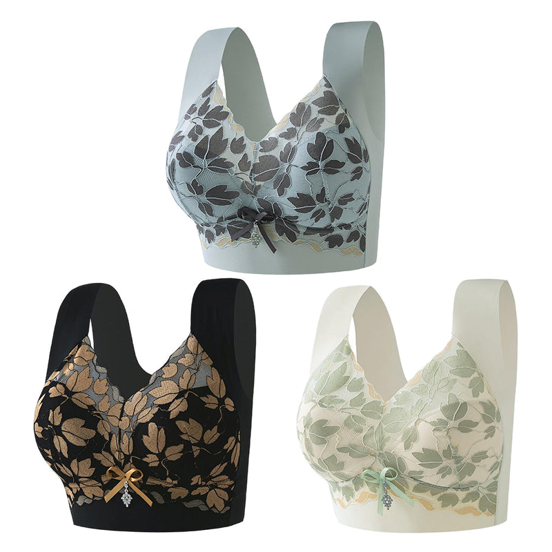 【3/6 buc】Sutien M-4XL de mărime mare cu dantelă, fără inel de oțel, spate frumos luxos, sutien sexy respirabil fără sudură【40~100kg】