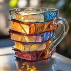 📚Ceașcă de cafea pictată 3D în formă de carte