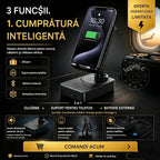 🔥 3 în 1: Boxă Bluetooth + încărcător + suport telefon mobil cu rotire la 360° 📱🔊⚡