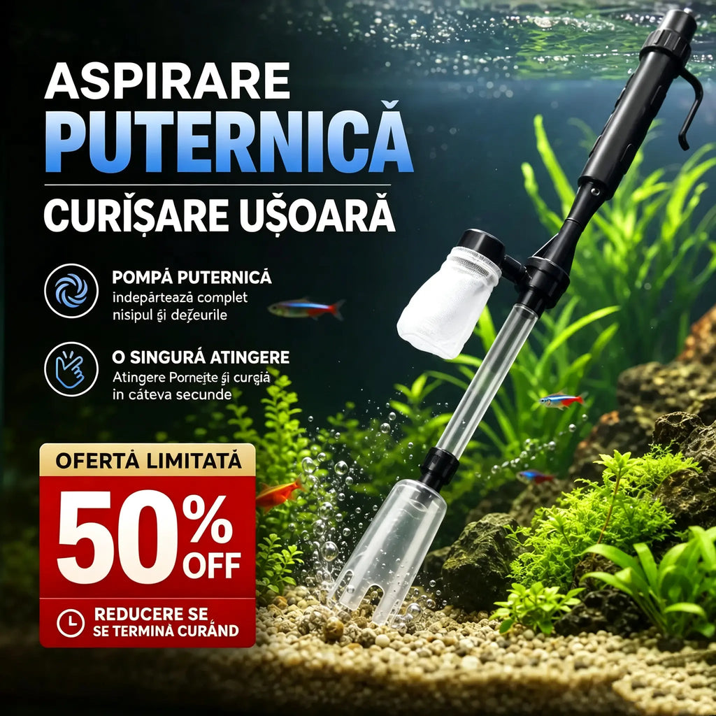 🐠Aparat electric de curățare a substratului din acvariu, cu lungimea furtunului reglabilă pentru o curățare ușoară – potrivit pentru toate acvariile🧹🐟