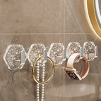 💥🏆【10/20/30 Buc】Agățătoare Hexagonală Fără Perforare.💎 Design Elegant cu Textură Iceberg – Lipire Ușoară, Suport Puternic, Fără Urme 🛁