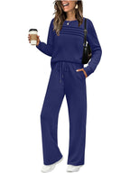 🔥Ultima zi - reducere 50% 💖【S-5XL】Set sport casual la modă pentru femei, tricou cu mânecă lungă din bumbac de înaltă calitate + pantaloni - E ✅️Ramburs la livrare