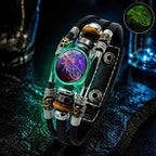 🌙 Brățară din piele cu semne zodiacale luminescente – împletitură în 3 straturi, lungime reglabilă, unisex 💫✨