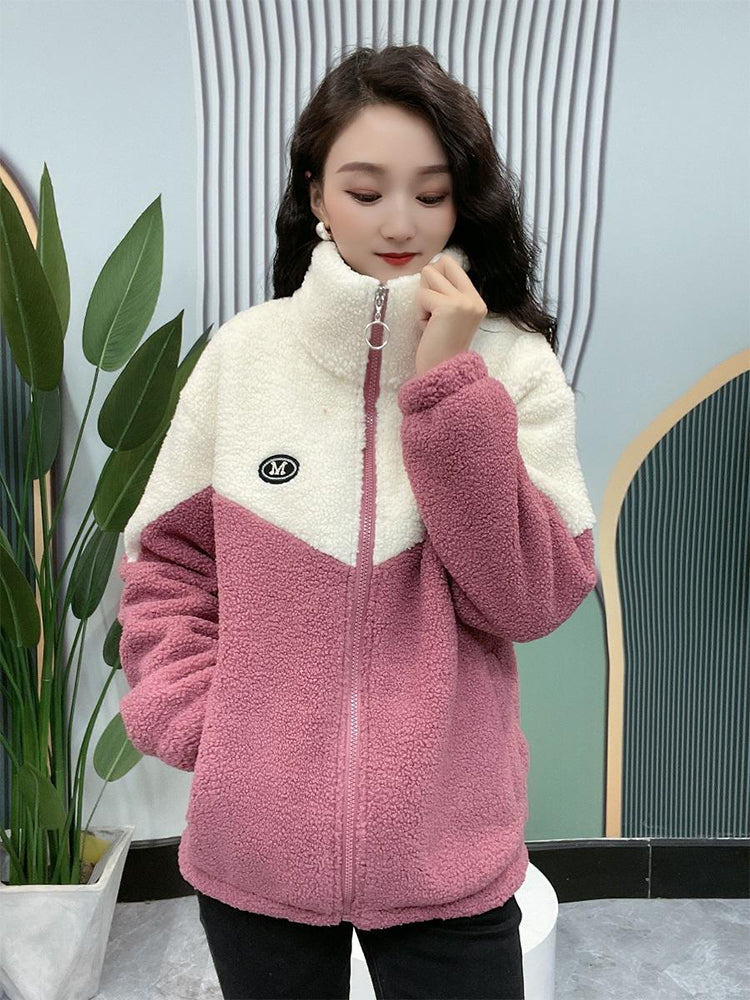 🔥🐏【M-4XL】Jachetă de iarnă fleece, jachetă de bumbac, geacă de bumbac îngroșată din lână de miel, jachetă caldă