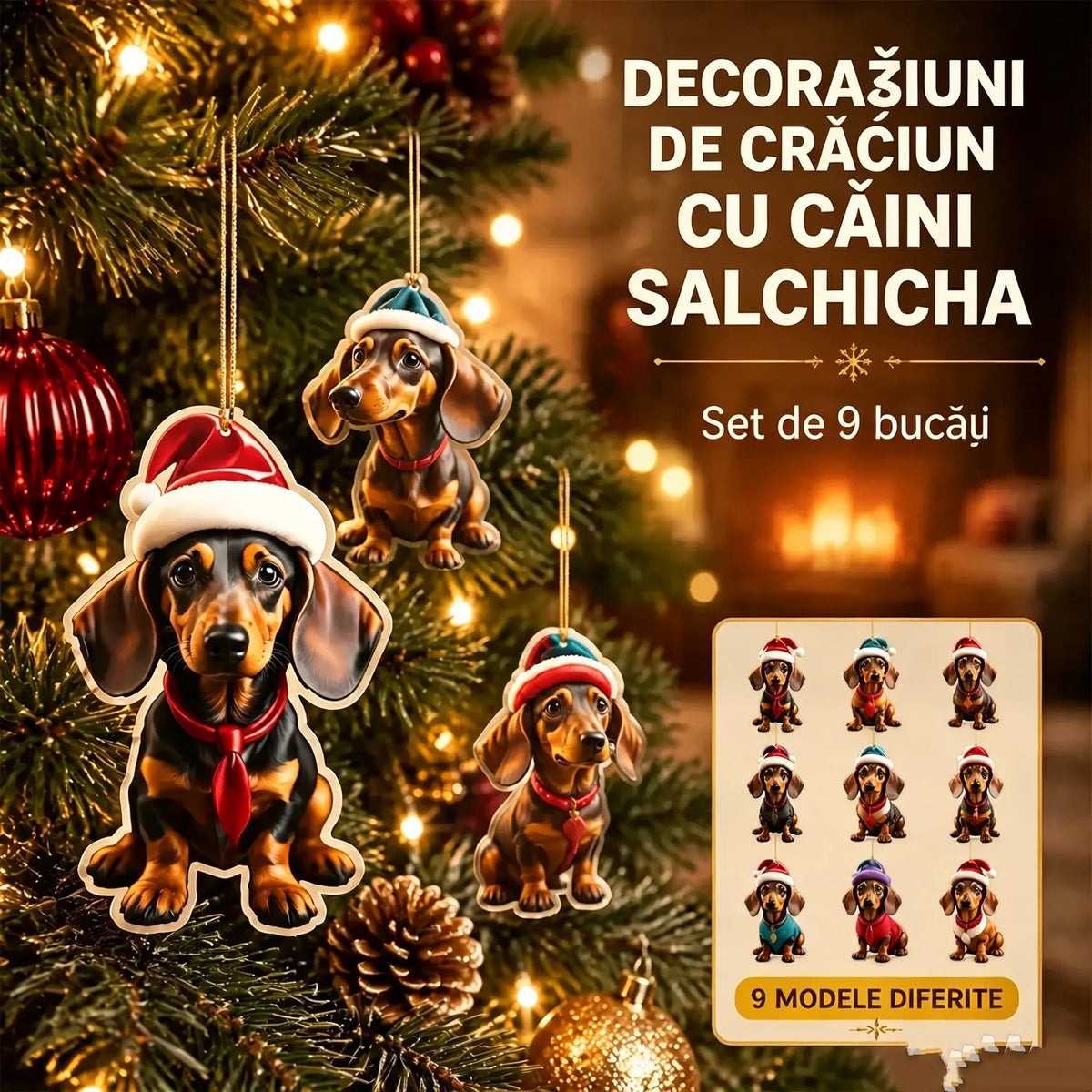 🎄【9 bucăți】😻 Ornamente pentru pomul de Crăciun Puppy. accesorii pentru catelus