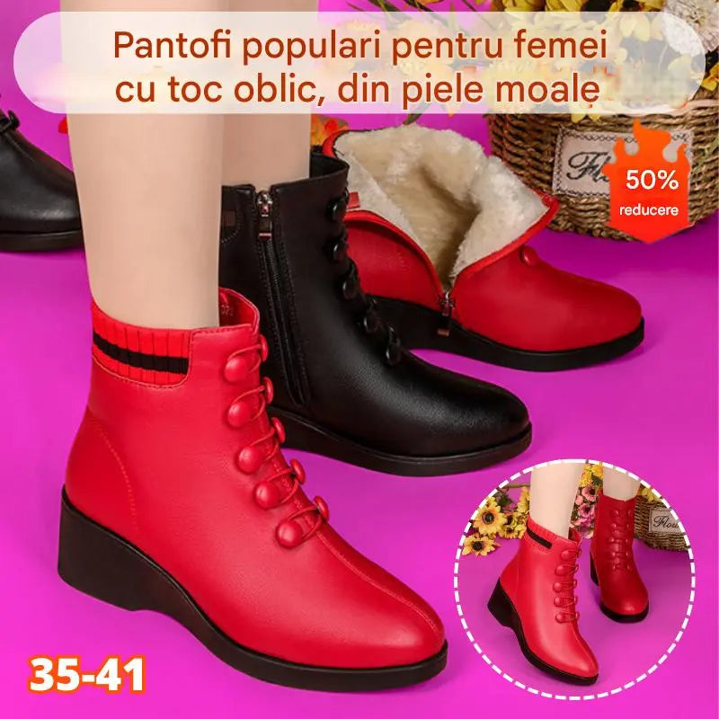👢【35-41】2026 Toamnă și Iarnă Cizme populare din piele moale cu toc înclinat pentru femei